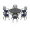 &#216;47.24-inch Cast Aluminum Patio Dining Table with Black Frame and Umbrella Hole W1710P166032