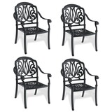 Cast Aluminum Patio Dining Chair 4PCS with Black Frame and Cushions in Random Colors W1710P166052