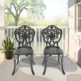 Cast Aluminum Patio Dining Chair 2PCS with Black Frame W1710P220605