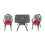 W1710S00125 Black+Red+Aluminium+Yes+Dining Set+Seats 2