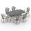 W1710S00168 Black+Aluminium+Yes+Dining Set+Seats 6