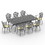 W1710S00174 Black+Aluminium+Yes+Dining Set+Seats 8