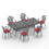 W1710S00179 Black+Aluminium+Yes+Dining Set+Seats 6