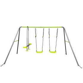 XNS081 lime green interesting swingset with plastic safe swing set 440lbs for outdoor playground for age 3+ with face to face without tee