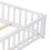 Full Size Floor Platform Bed with Fence and Door for Kids, Toddlers, White W1716132147