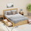 Luxury Queen Size Wood Platform Bed with Hydraulic Storage System and 2 Drawers,Streamlined Headboard & Footboard, Wood Color W1716S00007