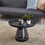 Smoke Glass Base with Black Painting Top Coffee Table, Living Room Center Table W1718130607