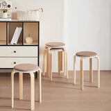 Set of 4 Stackable Stools, Round Backless Chairs for Dining Room, Kitchen, Classroom(Coffee color) W1718P165861