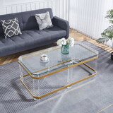 Gold Stainless Steel Coffee Table with acrylic Frame and Clear Glass Top CS-1134 W1727128600