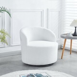 SLifet Swivel Barrel Chair, Swivel Chair, Barrel Accent Sofa Chairs with 360° Silent Rotating Base, Modern Accent Round Swivel Barrel Chairs, Wide Swivel Chair White Plush W1727137661