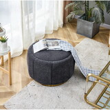Modern Living Room Fabric Square Ottoman Dressing Room Stainless Steel Gold Finish Storage Velvet Foot Stool W172790882