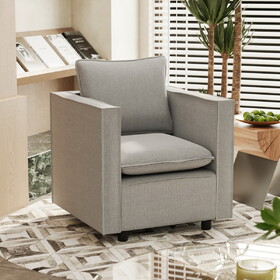 Decorative chair, comfortable gray single sofa chair, soft breathable seat cushion, soft cushion armchair, modern comfortable sofa chair in bedroom/corner/reading room W1727P237735