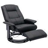 Faux Leather Manual Recliner,Adjustable Swivel Lounge Chair with Footrest,Can Rotate 360 Degrees,L-right Angle Curved Wooden Frame, Armrest and Wrapped Wood Base for Living Room,Black W1733102511