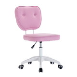 PU Makeup Office Desk Chair Bling Desk, Armless Vanity Desk Task Chair with Wheels 360°,Bling Desk Nail Desk for Women, Adjustable Height,Purple W1733110161
