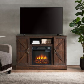 Farmhouse Classic Media TV Stand Antique Entertainment Console for TV up to 50" with 18" Electric Fireplace Insert with Open and Closed Storage Space, Espresso 47"W*15.5"D*30.75"H W1758107714