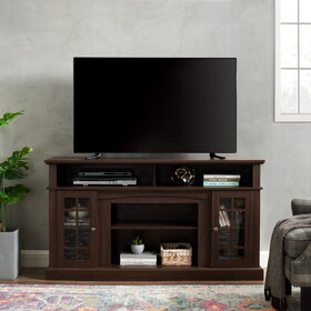 Classic TV Media Stand Modern Entertainment Console for TV Up to 65" with Open and Closed Storage Space, Espresso, 58.25"W*15.75"D*32"H