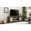 Farmhouse Rattan TV Stand Console Table for TVs up to 70 inches, TV Console Table with 2 Storage Shelves, 2 Natural Rattan Door Cabinets, 65"W*15.55"D*23.86"H, Gray W1758P178929