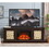 Natural Rattan Door Cabinet with Adjustable Shelf Wood, Farmhouse Rattan TV Stand Console Table for TVs up to 70 inches, Storage tv stand with 23" fireplace insert, 65"W*15.55"D*23.86"H, Espresso