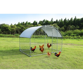 Large metal chicken coop upgrade three support steel wire impregnated plastic net cage, Oxford cloth silver plated waterproof UV protection, duck rabbit bird outdoor house 9.2'W x 6.2'L x 6.5'H