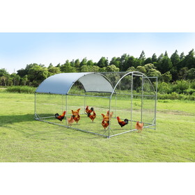 Large metal chicken coop upgrade three support steel wire impregnated plastic net cage, Oxford cloth silver plated waterproof UV protection, duck rabbit sheep, outdoor house 9.2'W x 12.5'L x 6.5'H