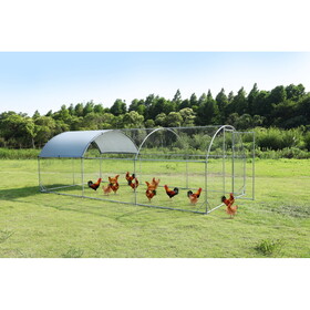 Large metal chicken coop upgrade three support steel wire impregnated plastic net cage, Oxford cloth silver plated waterproof UV protection, duck rabbit sheep, outdoor house 9.2'W x 18.7'L x 6.5'H