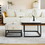 Modern Marble Nesting Table, Coffee Table Set of 2 End Table for Living Room,Stacking Side Tables, for Living Room Bedroom, Accent Tea Table with Metal Frame, Sturdy and Easy assembly, Black