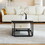 Modern Marble Nesting Table, Coffee Table Set of 2 End Table for Living Room,Stacking Side Tables, for Living Room Bedroom, Accent Tea Table with Metal Frame, Sturdy and Easy assembly, Black