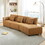 120" Real Leather Sofa, Modern Modular Sectional Couch, Button Tufted Seat Cushion for Living room, Apartment & Office.(Dark Yellow) W1765S00029