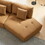 120" Real Leather Sofa, Modern Modular Sectional Couch, Button Tufted Seat Cushion for Living room, Apartment & Office.(Dark Yellow) W1765S00029