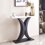 Modern Console Table, Exquisite shape design, Metal Frame with Adjustable foot pads for Entrance, Corridor, Living room & Office.(Black) W1765S00046