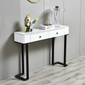 47.2"Console Table with storing space,Exquisite shape design, Metal Frame with Adjustable foot pads for Entrance, Corridor, Living room & Office.(Black)