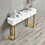 47.2"Console Table with storing space,Exquisite shape design, Metal Frame with Adjustable foot pads for Entrance, Corridor, Living room & Office.(Gold) W1765S00049