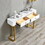 47.2"Console Table with storing space,Exquisite shape design, Metal Frame with Adjustable foot pads for Entrance, Corridor, Living room & Office.(Gold) W1765S00049