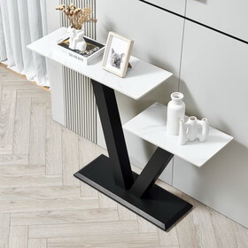 47.2"Modern Console Table, Exquisite shape design, Metal Frame with Adjustable foot pads for Entrance, Corridor, Living room & Office.(Black) W1765S00054