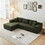 104.33" Sponge Sectional Sofa Couch for Living Room, L Shaped Modern Lamb Modular High Density Sponge Floor Sofa, Sherpa Fabric Sofa Couch with Chaise Lounge, Upholstered Corner Cloud Couch, Green