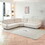 113"Large Lamb Fabric Sofa, Modern Corner Sectional Sofa with Tufted Seat Upholstered, Tool-Free assembly.(Beige) W1765S00062