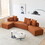 Curved Modular Sectional Sofa for Living Room, Oversized L Shaped Couch with Chaise Lounge Sofa Set, Upholstered Sofa with 3 Back Pillows & 2 Throw Pillow, for Home Office, Orange W1765S00068