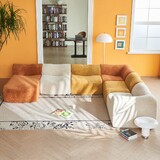 Modular Sectional Sofa, Velvet Fabric Compressed Sofa with Removable Covers, L-Shaped Corner Couch for Living Room, Modern Color - Block Design, Easy assembly W1765S00128