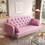 Loveseat sofa with tulip pattern Modern Upholstered Two Seater PU Sofa with 2 dumpling-shaped throw pillows with tulip patterns W1767106514