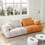 86.6" Large size two Seat Sofa,Modern Upholstered,Beige paired with yellow suede fabric W1767S00001