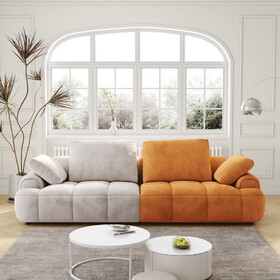 86.6" Large size two Seat Sofa,Modern Upholstered,Beige paired with yellow suede fabric W1767S00001