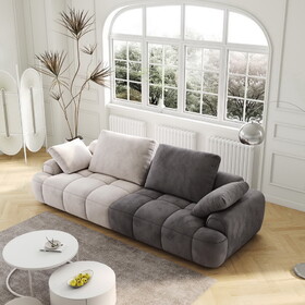 86.6" Large size two Seat Sofa,Modern Upholstered,Beige paired with grey suede fabric W1767S00001
