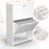2 Drawer All Steel Large Shoe Cabinet, Freestanding Shoe Rack Organizer with Flip Door, 2 Tiers Modern Tipping Bucket Shoe Cabinet for Entryway, Hallway, Bedroom, White (Requires assembly)