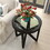 simple glass coffee table, tempered glass coffee table solid wood base round transparent glass top living room terrace study coffee table W1781127575