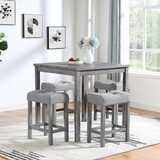 Dining Table, Bar Table and Chairs Set, 5 Piece Dining Table Set, Industrial Breakfast Table Set, for Living Room, Dining Room, Game Room W1781140364