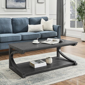 Unique coffee table, solid wood 48 inch modern coffee table modern center table with storage, solid wood special shape coffee table, living room, kitchen, apartment dining table W1781P178572