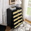 Bedroom 5 drawer dresser, rattan dresser modern wooden chest of drawers with spacious storage space for bedroom hallway living room W1781P183009