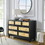 Bedroom 7 drawer dresser, rattan dresser modern wooden chest of drawers with spacious storage space for bedroom hallway living room W1781P183012