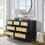 Bedroom 7 drawer dresser, rattan dresser modern wooden chest of drawers with spacious storage space for bedroom hallway living room W1781P183012