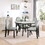 5 piece dining table and chair set, round dining table with 4 upholstered chairs, dining table set with storage W1781S00006